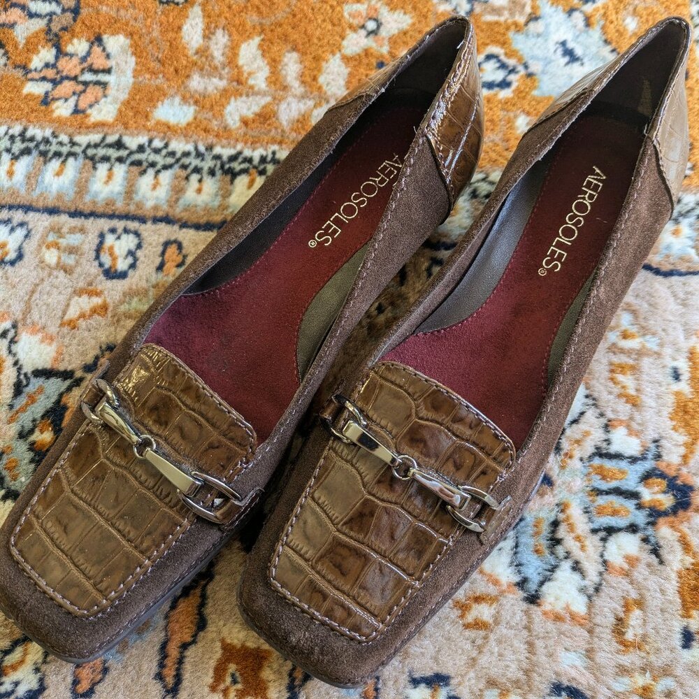 NEW Aerosoles Playfill Low-heeled Pumps, Chocolate Brown, Size 7